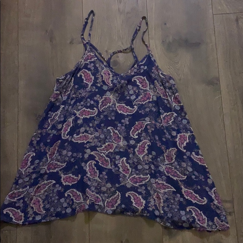 Blue and pink floral tank top